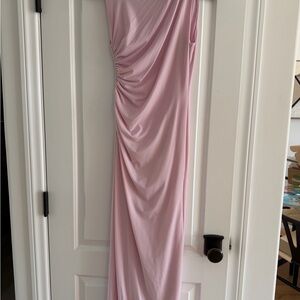 Zara Blush Pink High Neck Draped Stretchy Maxi Dress